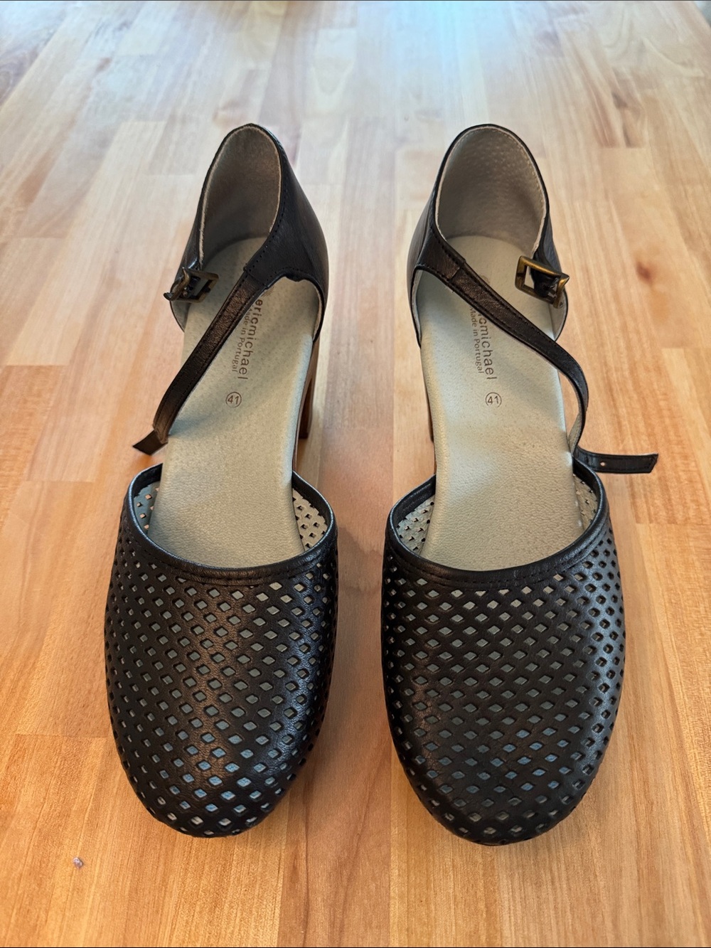 Eric Michael Black Ankle-Strap clog Heels 41 9.5 10